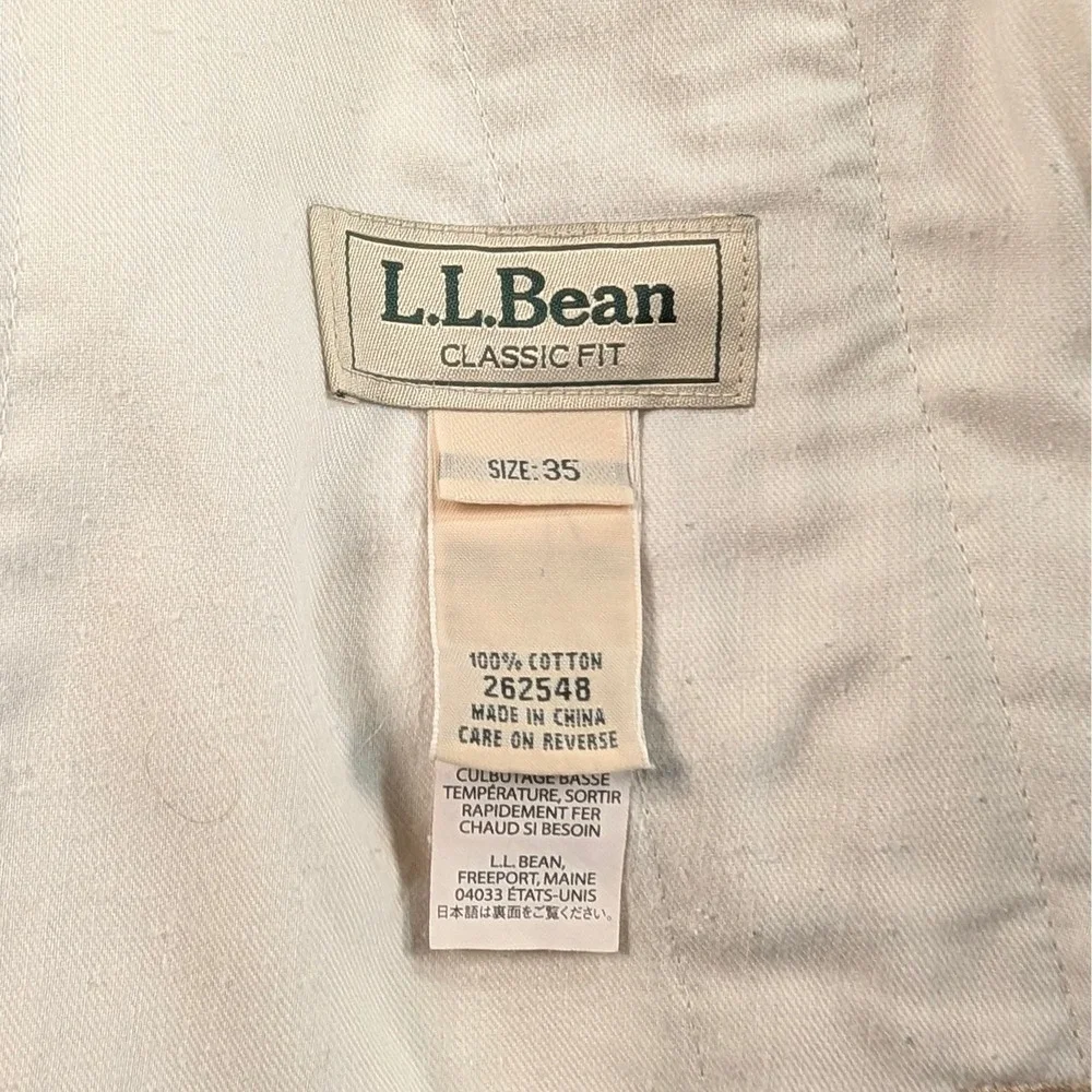 LL Bean Classic Fit Chino Pants Mens 35 Tan Khaki Cotton Flat Front 262548